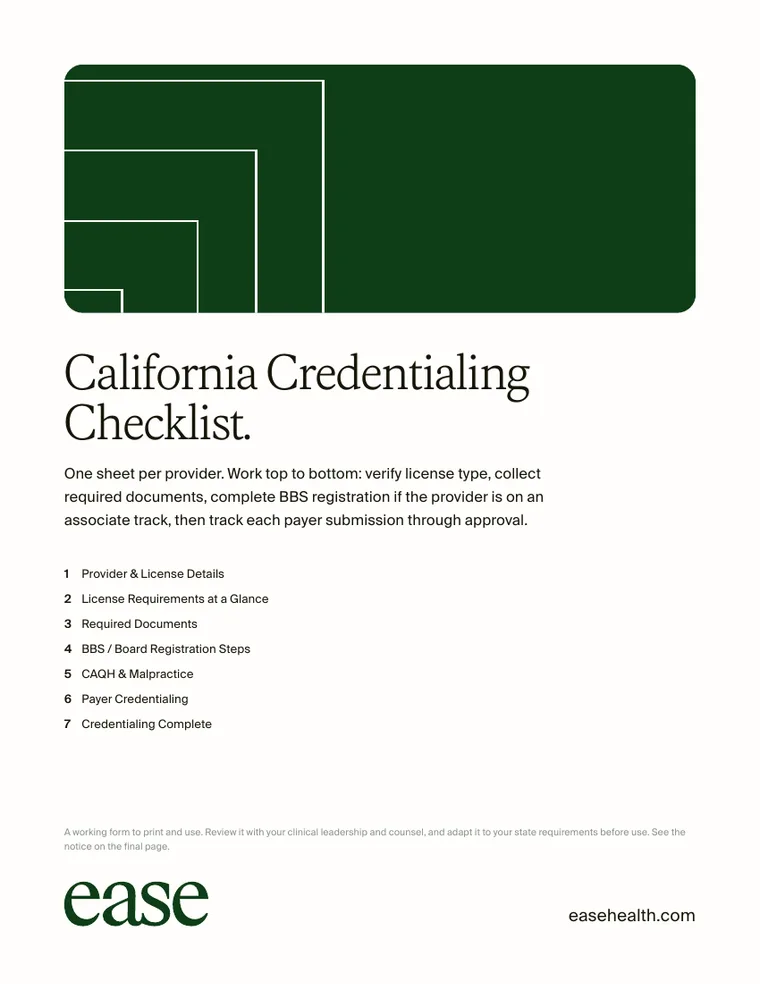 California Credentialing Checklist