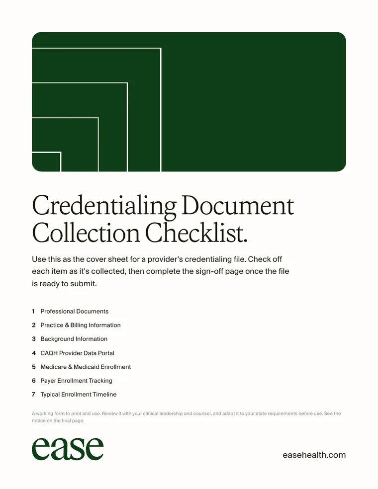 Credentialing Document Collection Checklist