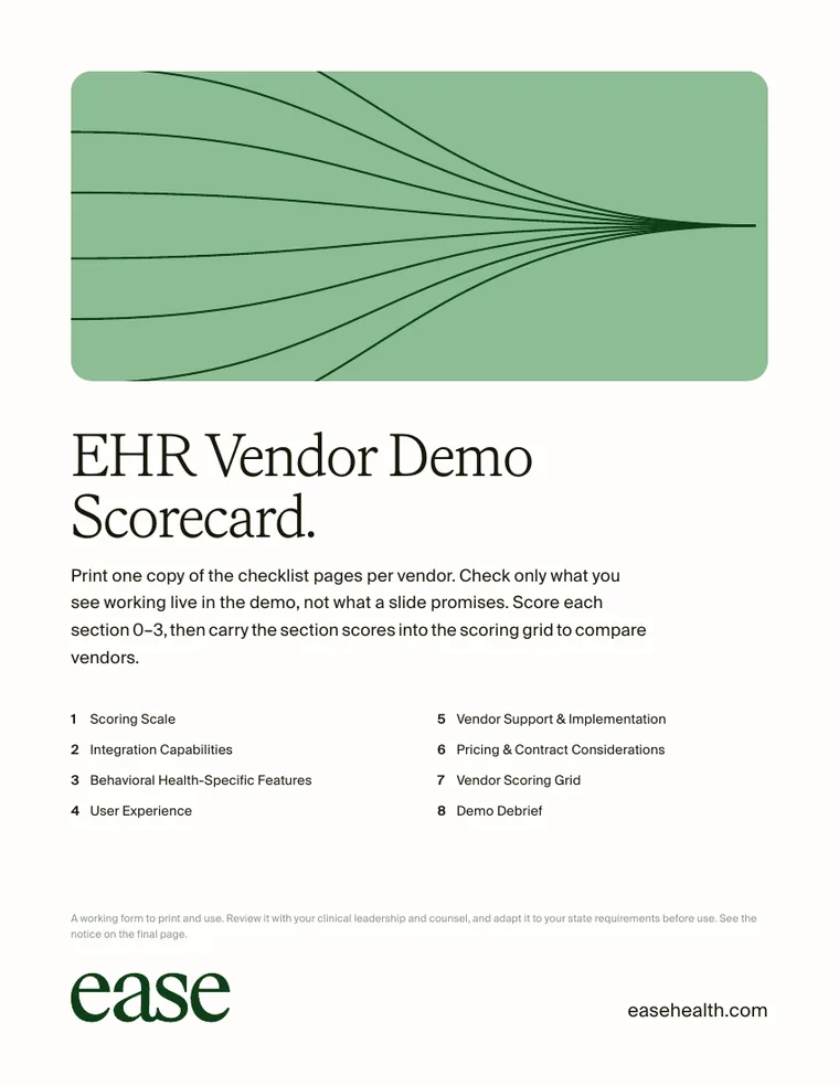 EHR Vendor Demo Scorecard