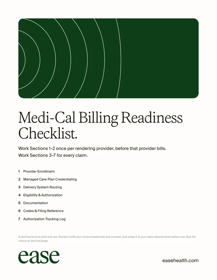 Medi-Cal Billing Readiness Checklist
